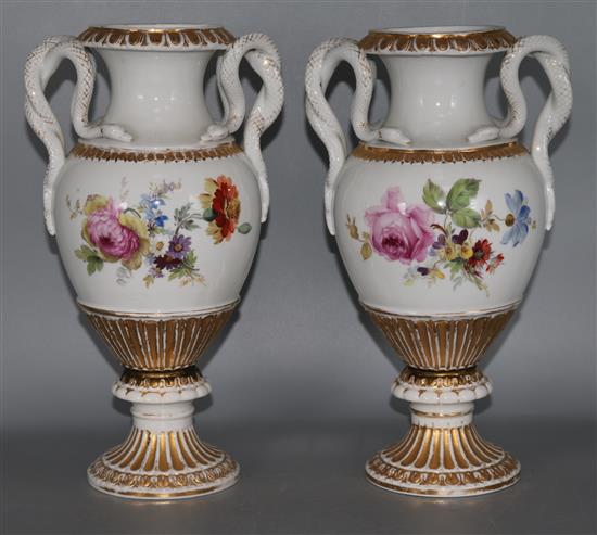 A pair of 19th Century Meissen vases